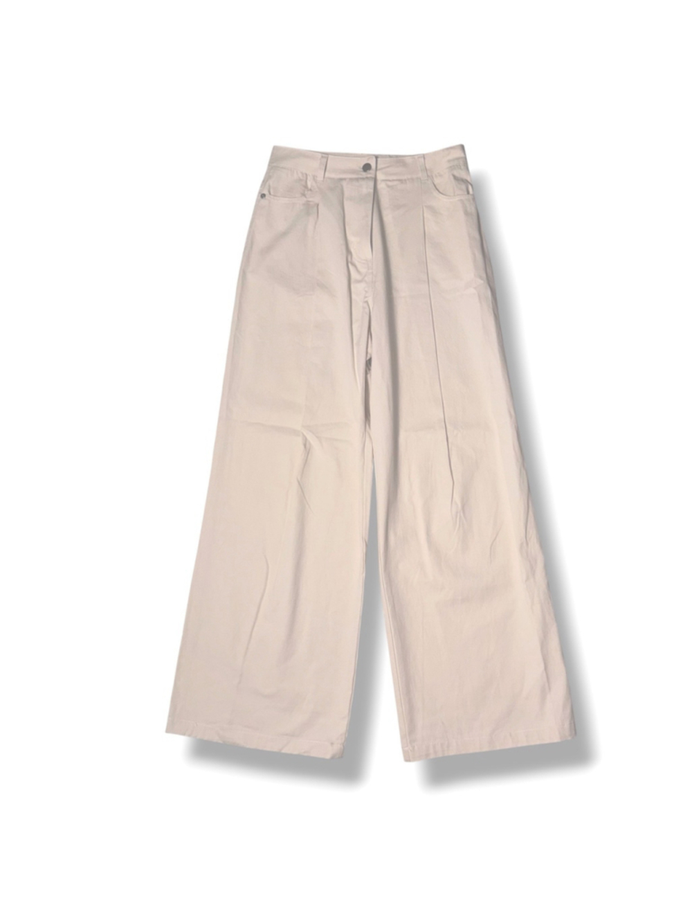 Lucy Paris NWT Vernon Pleated Trousers Beige Wide Leg High Rise Cotton Small